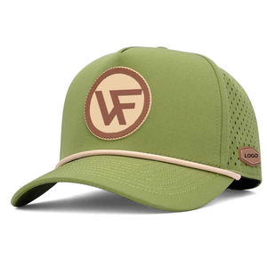 หมวกแก๊ปทรง Snapback 5 แฉก สำหรับกอล์ฟและเบสบอล ผลิตจากโพลีเอสเตอร์ 100% พร้อมป้ายหนังกันน้ำแบบกำหนดเอง เหมาะสำหรับธุรกิจ ลำลอง และกิจกรรมต่างๆ  หมวกแบบมีรูระบายอากาศ - Product Image 5