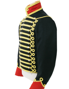 เสื้อแจ็คเก็ตผู้ชายแบบสั่งตัดได้ตามต้องการ พร้อมโลโก้ แขนทำจากผ้าขนสัตว์ 100% สีดำ สไตล์นโปเลียน - Product Image 2