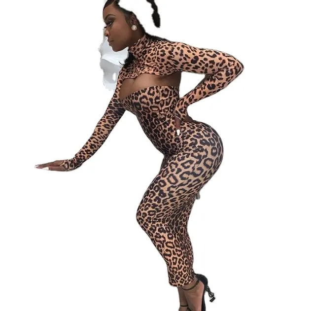 2024 leopardo Mujer manga larga camisa corta tubo Midi vestido ceñido al cuerpo Sexy Streetwear 2020 Otoño Invierno fiesta Club