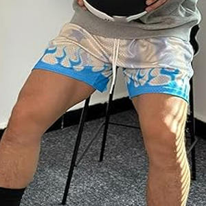 Pantalones cortos de motorista de talla grande gris oscuro para hombre estilo informal teñido de fábrica al por mayor - Product Image 6