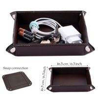 Caja de almacenamiento plegable de cuero PU, bandeja cuadrada para llaves, BILLETERA, organizador de monedas, juego de accesorios de escritorio y cajón para uso en el hogar y la Oficina