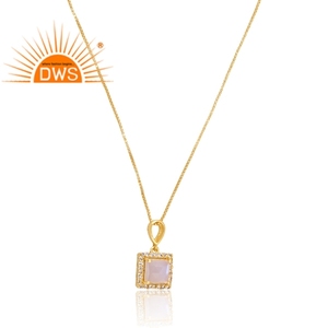 Superventas plata esterlina 18K chapado en oro Cz natural y piedra de la luna del arco iris piedra preciosa Demi joyería fina fabricante - Product Image 2