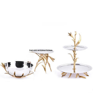 Serveur de fruits en métal d'excellente qualité, bol à 3 compartiments, vaisselle gratuite, décoration de table, bol à fruits au design luxueux - Product Image 2