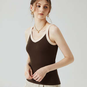 Débardeur de sport pour femme MESS SPORTS, tricoté, écologique, séchage rapide, respirant, col en V, dos nageur, avec soutien-gorge intégré, léger, coupe ajustée, été - Product Image 2