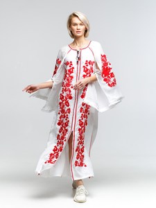 เดรสปาร์ตี้ตอนเย็นมีเข็มขัดคอสูงของผู้หญิงยูเครนแขนบอลลูนปักแบบหรูหราและน่าดึงดูดใจแบบใหม่2025 - Product Image 2