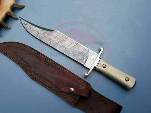 Custom Handmade Damascus Steel Hunting Bowie <b>Knife</b> With Comfortable Grip Wood Handle Hunting Bowie <b>Knife</b> - Product Image 4