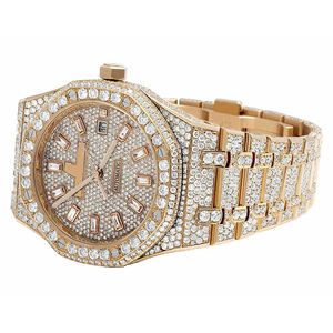 Reloj de Hombre Estilo Hip Hop, con Diamantes Moissanite VVS, Lujoso, de Acero Inoxidable, Cuarzo, Hecho a Mano, con Acabado Pulido y Brillante - Product Image 4