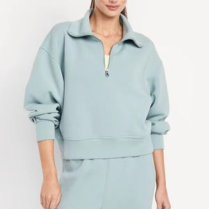 Trendy Style Oversized <b>Women</b> Crop <b>Quarter</b> <b>Zip</b> Turtle Neck Crop <b>sweatshirt</b> Dropshoulder Customizable Sporty <b>Sweatshirt</b> for <b>Women</b> - Product Image 1