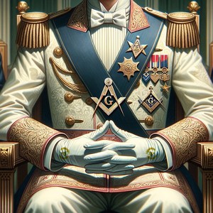 Past Master Blue Lodge California Regulation Apron - Blue & <b>Silver</b> Hand Embroidery Bullion With Pillars - Product Image 5