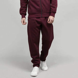 Custom Winter Casual Solid Maroon <b>Black</b> <b>Men's</b> Full Zip Tracksuit <b>Jacket</b> & Jogger Set 100% Cotton Training Sportswear - Product Image 5