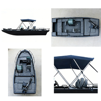 Bateau à fond plat en aluminium entièrement soudé, robuste, avec moteur hors-bord - Péniche polyvalente pour la pêche en rivière et les sports nautiques