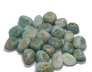 Piedra de amazonita natural al por mayor, juego de runas caídas, piedras preciosas de cristal estilo Feng Shui para curar piedras de runas minerales - Product Image 5