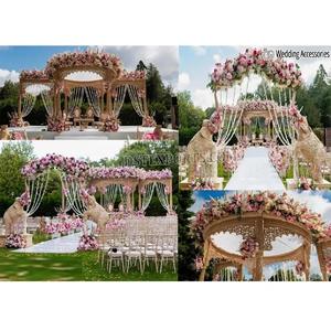 Mandap de Fibra con Aspecto de Madera para Bodas Indias al Aire Libre, Mandap de Pilares Romanos Asequible, el Mejor Mandap Cuadrado para Ceremonias Indias en EE. UU. - Product Image 1
