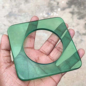 Brazalete de Resina Amarilla Tallada de Alta Calidad, Estilo Artizon Studio, Color Personalizable, Patrón de Remolino, Brazalete Hecho a Mano para Niñas - Product Image 5