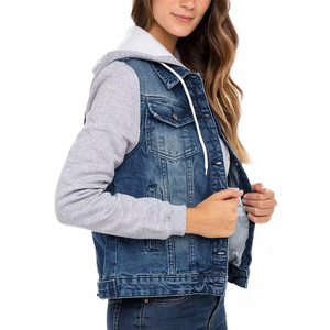 Veste en jean pour femme de haute qualité, couleur unie, coton lavé, respirante, confortable, décontractée, veste en jean pour femme - Product Image 2