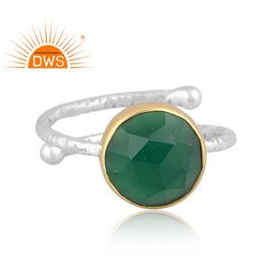 Best Quality Fine Sterling Silver Natural Green Onyx Gemstone <b>Adjustable</b> <b>Ring</b> Custom Jewelry For Women Gift For Her - Product Image 2