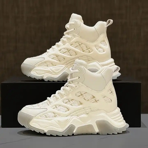 Chaussures de sport blanches décontractées à lacets pour femmes, plateforme tendance de haute qualité à semelle épaisse, vente en gros - Product Image 3