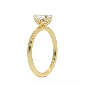 Bijoux fins bague taille émeraude plaqué or jaune bague Solitaire en argent Sterling 925 VVS Moissanite bague en diamant pour les femmes - Product Image 5