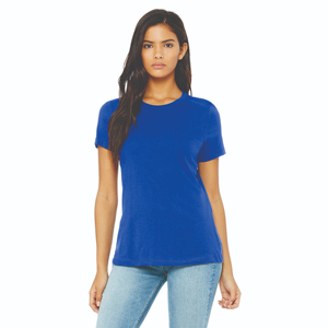 เสื้อยืดผู้หญิงเข้ารูปแบบมีสไตล์เสื้อยืดคอกลมผ้าคอตตอนเสื้อเจอร์ซี่ผ้าถัก - Product Image 1