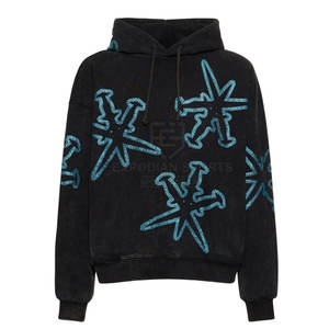 Lightweight Breathable Men's Solid Winter 100% Cotton Fleece <b>Rhinestone</b> <b>Hoodies</b> with Custom Design - Product Image 1