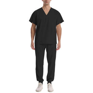 Ensemble de blouses médicales 100% coton tricoté respirant confortable uniforme du personnel de l'hôpital et de la clinique haut et pantalon - Product Image 1