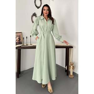 <b>Mint</b> Pleated Front Zip <b>Dress</b> - <b>Mint</b> - Product Image 1