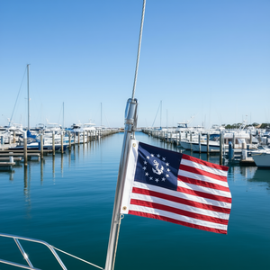 US Yacht Ensign Sewn Boat <b>Flag</b> 12x18 Inch Made in USA, Embroidered Stars and 2 Brass Grommets, Heavy Duty Nylon Nautical <b>Flags</b> - Product Image 3