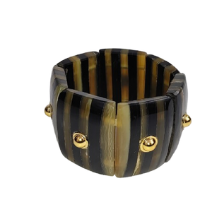 Exquisite Set of 4 Black Enamel <b>Gold</b>-Plated Bangles with Embossed Floral Studs and Metallic Bead Accents For Wedding & Party - Product Image 6