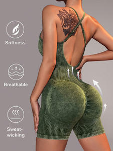 GCWAVE Vente en gros-Combinaisons délavées à l'acide ropa deportiva mujer vêtements de sport pour femmes conjuntos deportivos mujer - Product Image 5