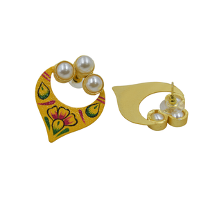 ต่างหูแบบติดหู งานเพ้นท์มือ รุ่นใหม่ล่าสุด ปี 2025 ผู้ผลิตและจำหน่าย ชุบทอง ประดับมุกเปลือกหอย สำหรับผู้หญิงและเด็กผู้หญิง - Product Image 3