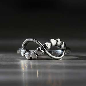 Jeulia Sterling Silver Infinity Heart <b>Couple</b> <b>Ring</b> with Pearl - Product Image 4