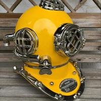 CHk Nautical Antiques Art Casque de plongée Mark V de la Marine américaine vintage en laiton poli pour adulte, jaune Calvin, 18, pour le Nouvel An chinois et Halloween