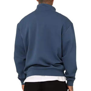 Wholesale Custom Pullover Blank Warm Winter Thick <b>Fleece</b> Basics Cotton Blended <b>Men's</b> <b>Quarter</b> <b>Zip</b> Sweatshirt - Product Image 3