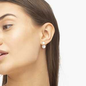 14K <b>White</b> Gold Freshwater <b>White</b> Two Way <b>Pearl</b> Stud <b>Earrings</b> 10-14mm - Product Image 5