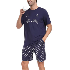 T-shirts Shorts été hommes ensemble à manches courtes T-shirt Shorts ensembles 2 pièces personnalisé décontracté sommeil et décontracté été ensemble vêtements pour hommes - Product Image 1