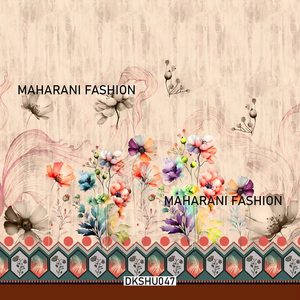 Traje con estampado de flores coloridas de tela mixta Diseño único de estilo de madera para uso en vestidos al aire libre - Product Image 3