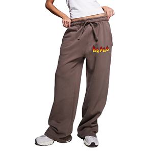 Wholesale Women's Flared <b>Jogger</b> Pants 100% Cotton Breathable Comfortable Baggy Trousers <b>Wide</b> Straight <b>Leg</b> Sweatpants for Women's - Product Image 1