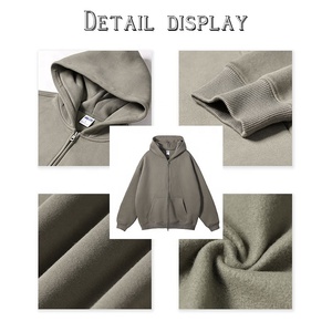 Vente en gros de sweats à capuche en coton épais à double fermeture éclair sweats à capuche pour hommes de haute qualité logo personnalisé oversize sweats à capuche à fermeture éclair - Product Image 4