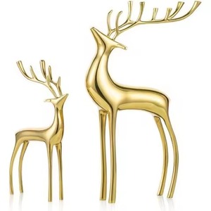 Escultura decorativa de Navidad Adornos de Reno de metal dorado Premium para decoración del hogar Acentos Escultura de decoración de mesa - Product Image 1