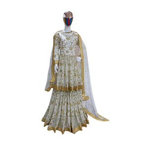 Vêtements ethniques indiens Nouveau Designer Party Wear Look Broderie lourde Sharara Salwar Suit/ Palazzo Suit Collection - Product Image 1