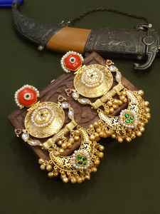 Boucles d'oreilles chandelier Jhumka plaquées or super légères Bijoux en laiton de style ethnique avec gouttes de perles pour les mariages et les fêtes - Product Image 6