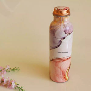 Prix raisonnable pur cuivre bouteille d'eau potable taille personnalisée émail imprimé conception santé conscient bouteille avantages Yoga Gym - Product Image 2