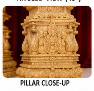 Mandapam de mariage Gujarati Manavarai : Élégant aménagement de temple pour mariages d'Inde du Sud, en fibre, portable - Product Image 4