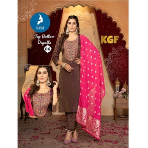 Nouvelle collection de vêtements pakistanais 3 pièces en viscose de soie romaine pantalon à prix d'exportation depuis l'Inde - Product Image 1