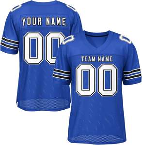 Camiseta de fútbol de tela de malla personalizada OEM manga rayas equipo Logo nombre números poliéster secado rápido sublimación impresión desgaste - Product Image 1