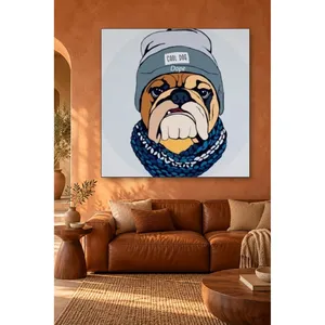 Ilustración de Bulldog Fida Cool con gorro y bufanda, impresión en lienzo - Product Image 3