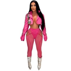 Chaqueta de Cuero Corta Bordada de Moda para Mujer, Estilo Motociclista Europeo y Americano 2026 - Product Image 5