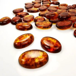 Pierre d'ambre polie en gros, cabochon plat, pierres précieuses en vrac avec traitements minéraux appliqués - Product Image 3