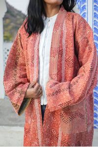 Manteau long décontracté de style bohème, brodé Suzani, avec un design kimono ouzbek, mode mexicaine, vêtement d'extérieur confortable - Product Image 3