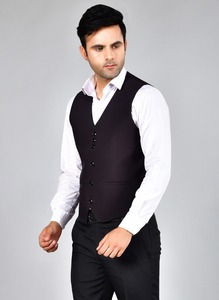 เสื้อกั๊กสีน้ำตาลสำหรับผู้ชาย จำหน่ายราคาส่ง เหมาะสำหรับชุดทำงานบริษัท ชุดยูนิฟอร์มพนักงานโรงแรม งานอีเว้นท์ มีจำหน่ายในราคาขายส่ง - Product Image 3